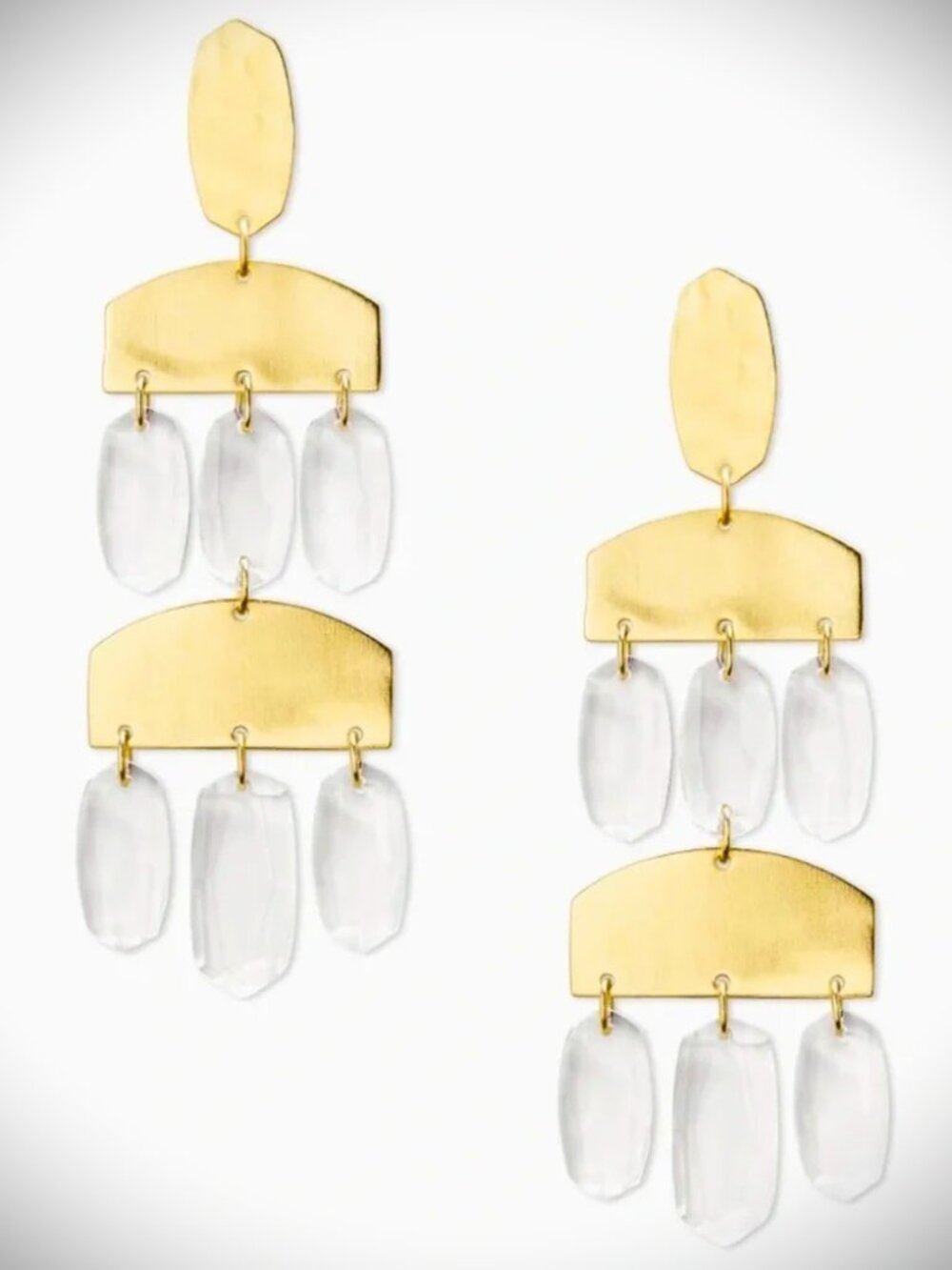 KENDRA SCOTT Emmet Gold Plated Clear Crystal Chandelier Statement Earrings